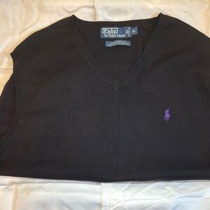 Polo by Ralph Lauren Black and Purple V-Neck Sweater